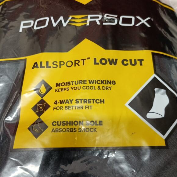 Powersox Men's Low Cut Socks 12 Pair Black Size Large 6-12 Moisture Wicking NEW - Picture 2 of 4